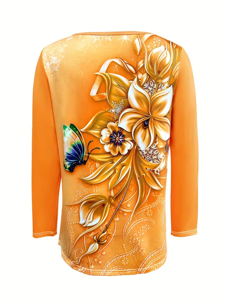 Ljiljana – Fasjonabel Topp Med Blomstertrykk