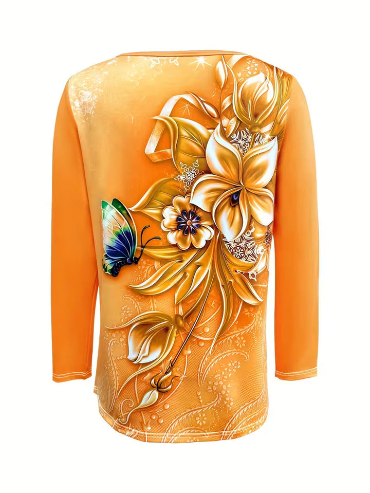 Ljiljana – Fasjonabel Topp Med Blomstertrykk