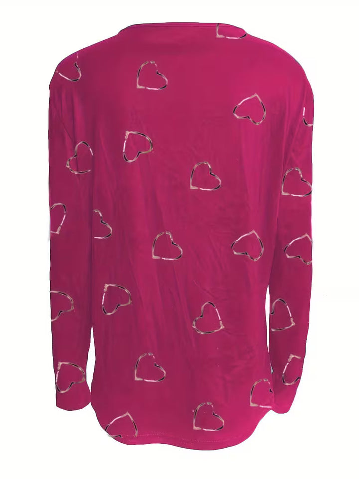 Romisha - T-Skjorte Med Hjerteprint Og Glidelås