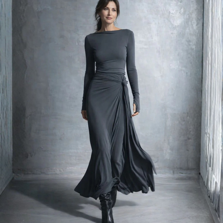 Joeena - Maxi Kjole Med Knute På Siden