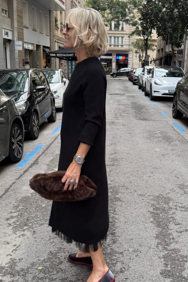 Oona – Tullekjole Med Drapering Og Lang Strikkegenser