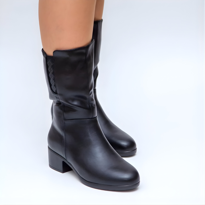 Hodaya - Elegant Midt-Kalvstøvle Med Glidelås på Siden