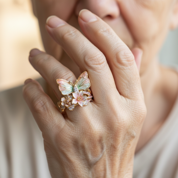 PetalWings – Naturens Glitrende Sommerfuglring med Kubisk Zirkonia