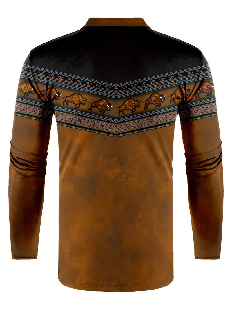 Tamas - Uformell Vintage Farget 3D Printet Poloskjorte