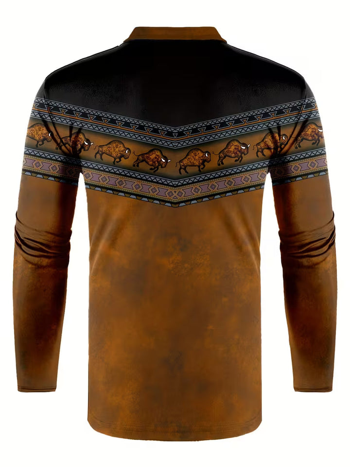 Tamas - Uformell Vintage Farget 3D Printet Poloskjorte