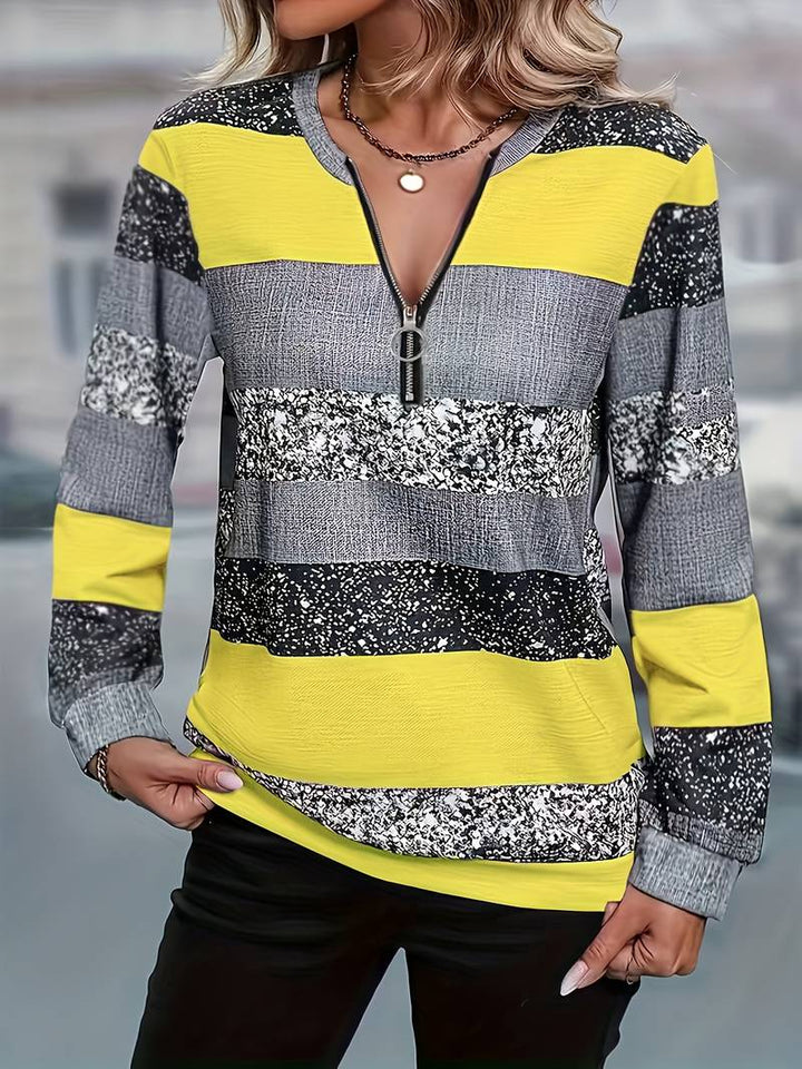 Avital - Uformell Stripete Genser Med Glidelås