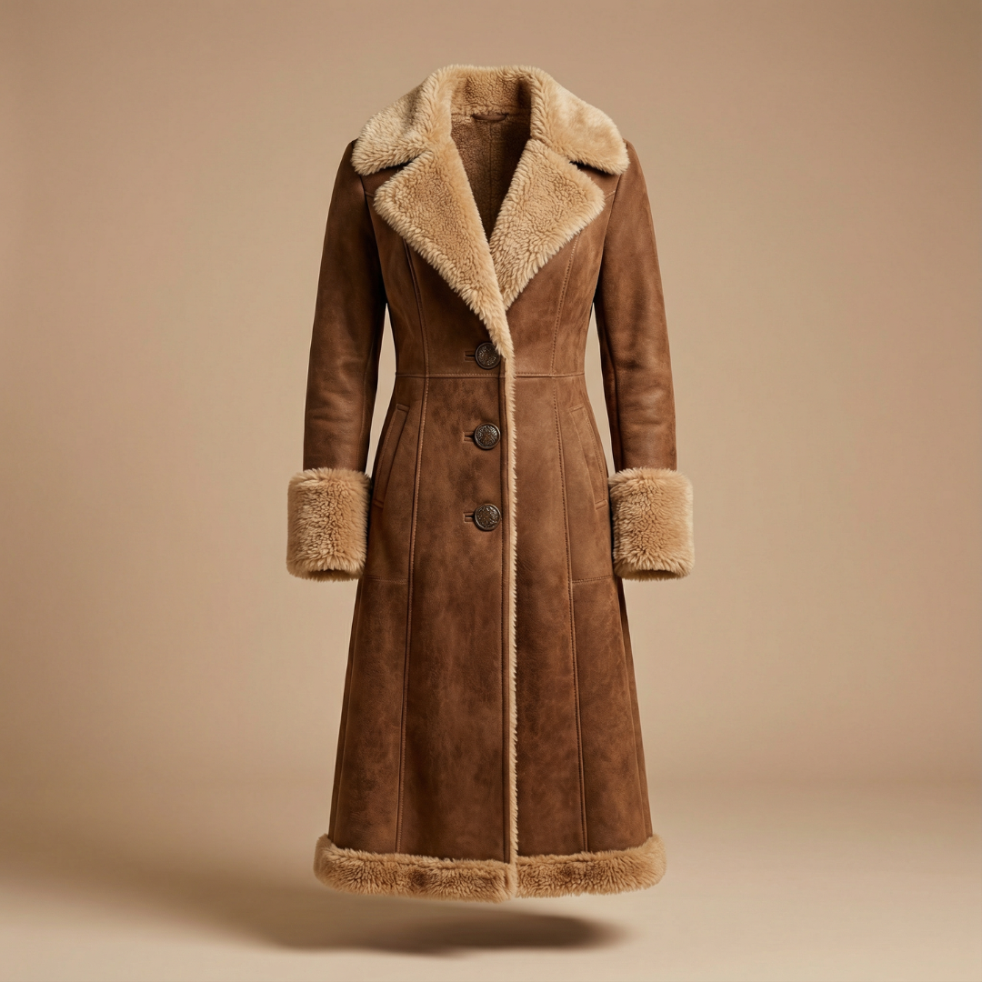 Zeeta – Lang Vintage-Kåpe Med Fuskepels