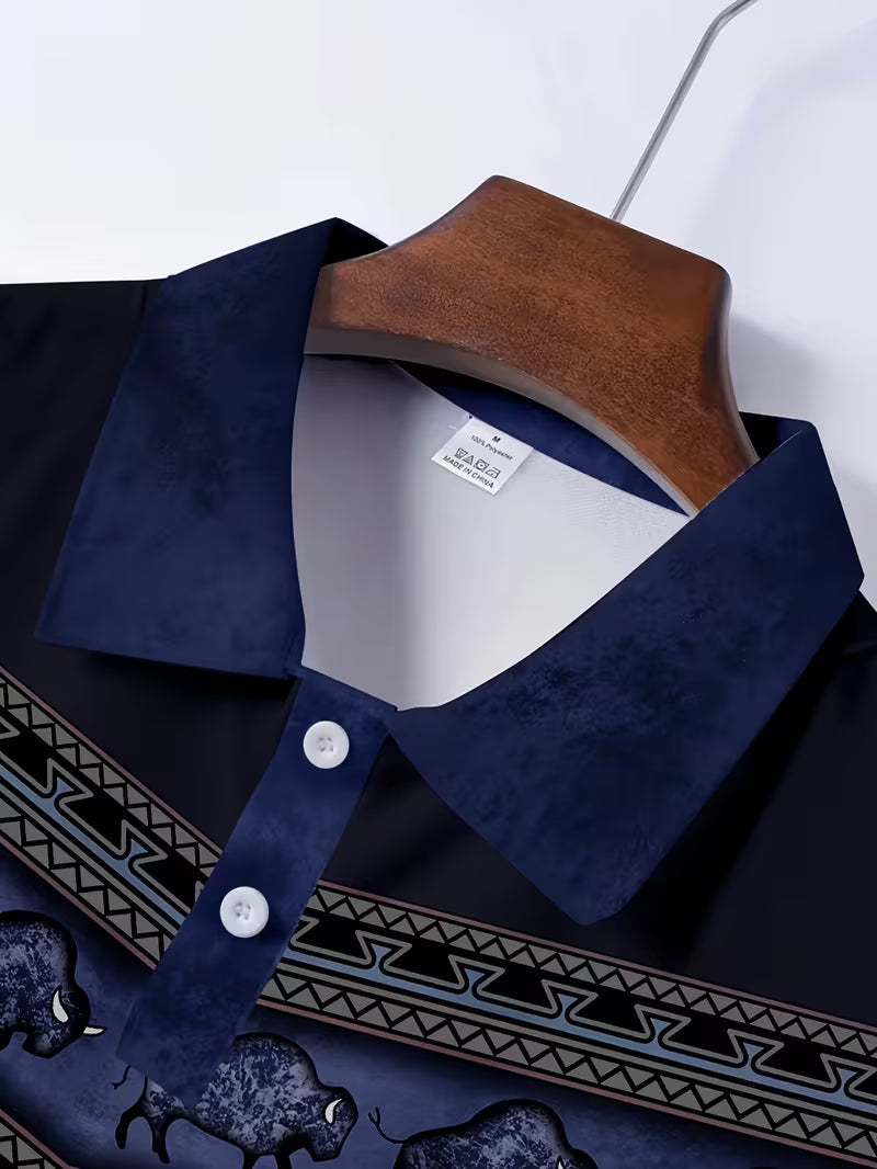 Tamas - Uformell Vintage Farget 3D Printet Poloskjorte