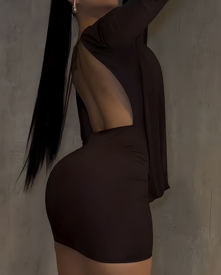 Nixlyn - Minikjole i Mesh med V-Hals og Ryggfri