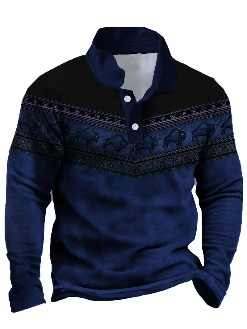 Tamas - Uformell Vintage Farget 3D Printet Poloskjorte