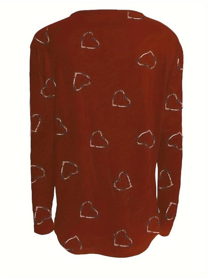 Romisha - T-Skjorte Med Hjerteprint Og Glidelås