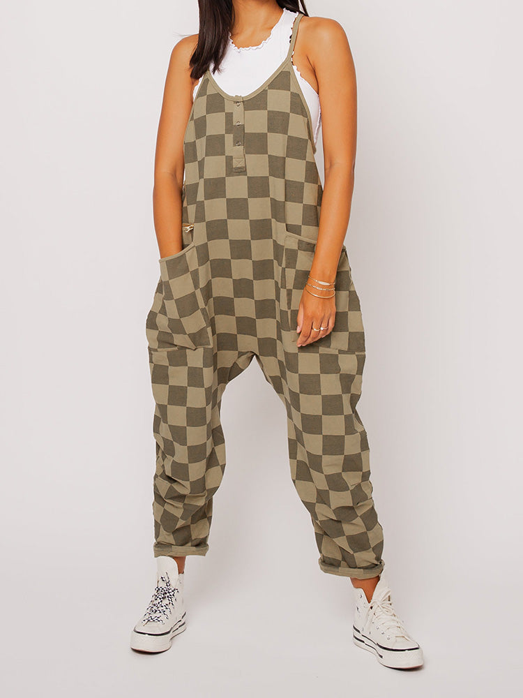 Arija - Overdimensjonert Rutete Jumpsuit