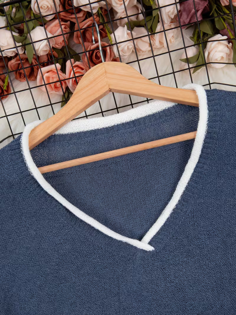 Ginny – Uformell Genser Med Lange Ermer og V-Hals