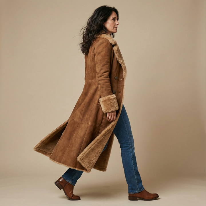 Zeeta – Lang Vintage-Kåpe Med Fuskepels