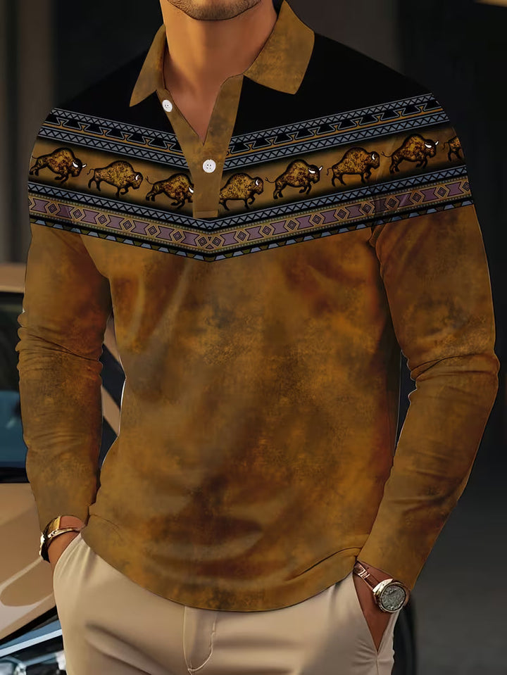 Tamas - Uformell Vintage Farget 3D Printet Poloskjorte