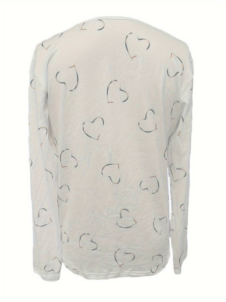 Romisha - T-Skjorte Med Hjerteprint Og Glidelås