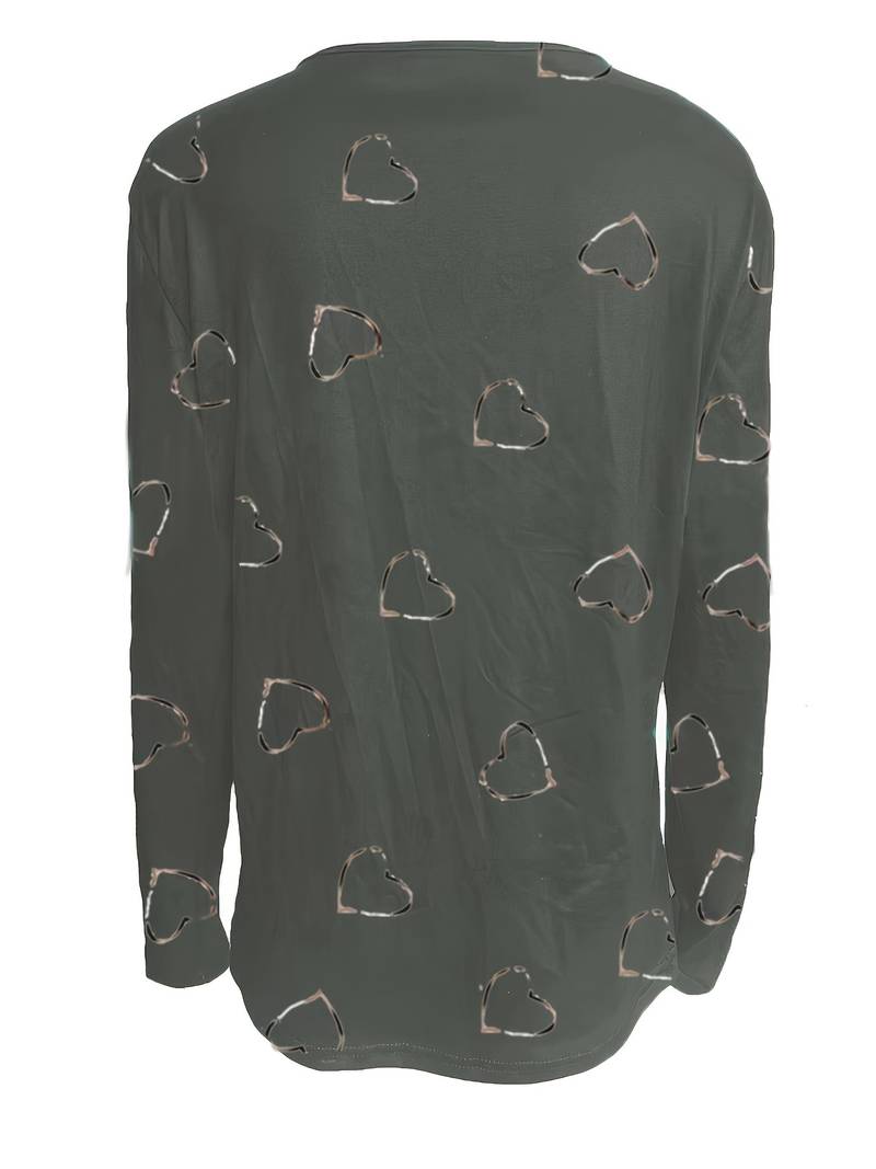 Romisha - T-Skjorte Med Hjerteprint Og Glidelås