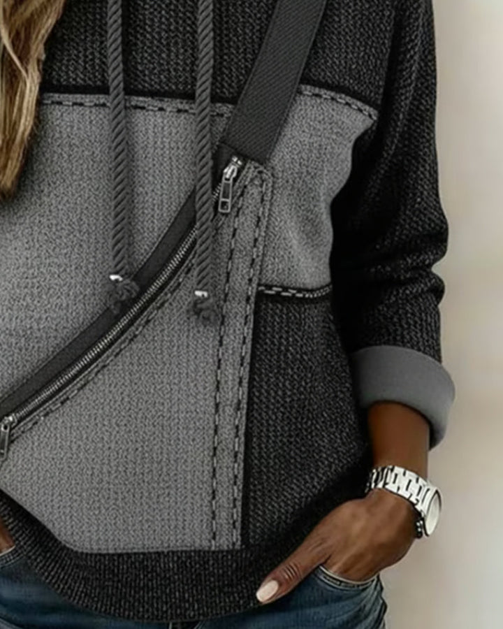 Eija – Stilig Hettegenser Med Farge Blokker