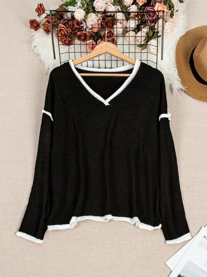 Ginny – Uformell Genser Med Lange Ermer og V-Hals