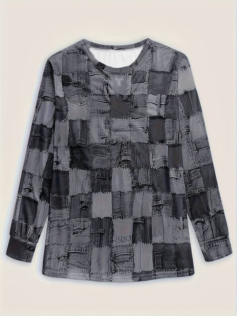 Talya - Uformell Langermet Topp Med Rutete Mønster