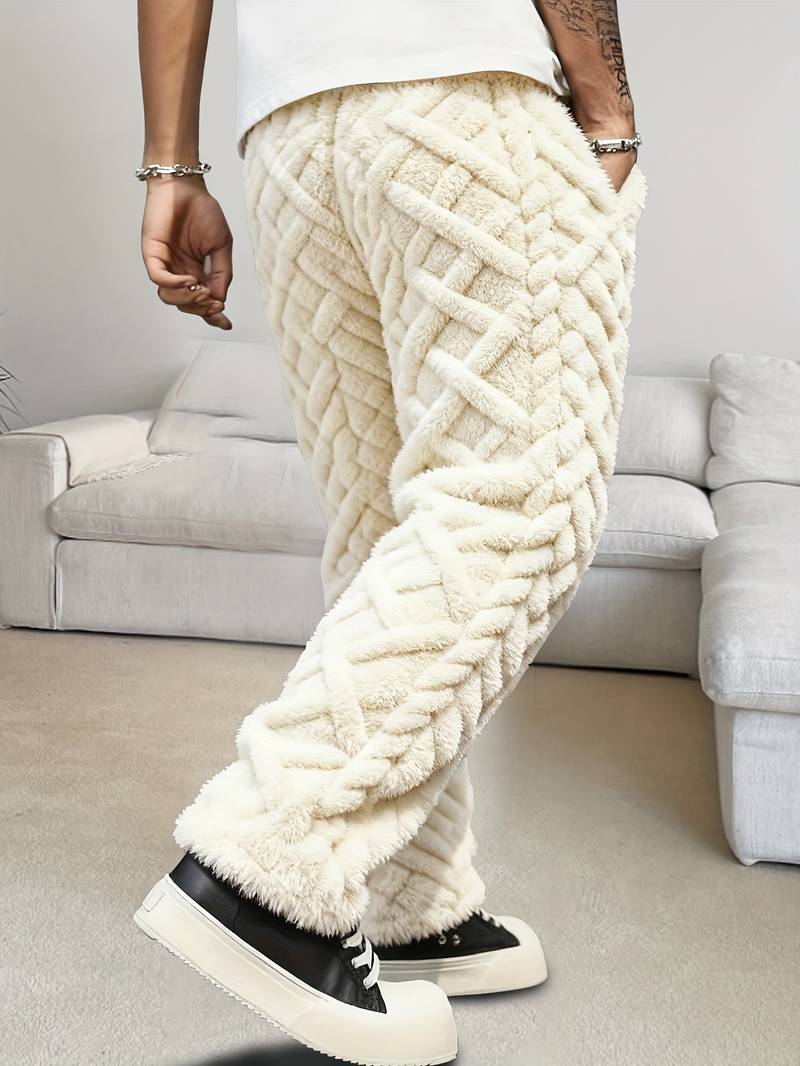 Zecharia - Geometrisk Mønstret Bukse Med Elastisk Linning