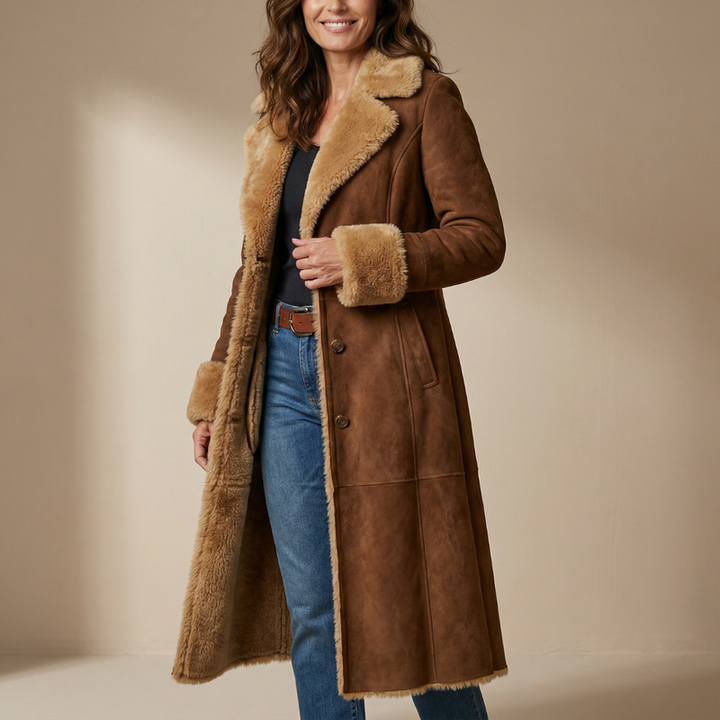 Zeeta – Lang Vintage-Kåpe Med Fuskepels