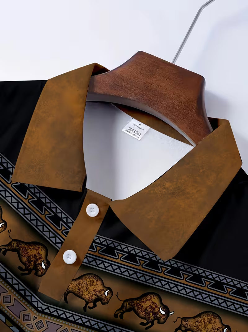 Tamas - Uformell Vintage Farget 3D Printet Poloskjorte