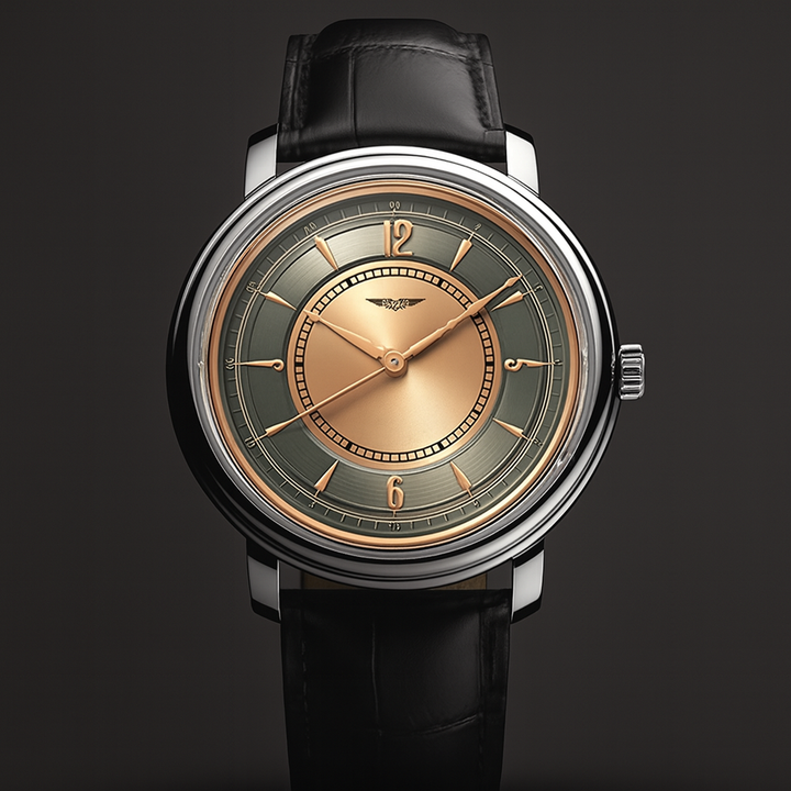 AurexTime – Klassisk Tofarget Gullskive Med Lærrem