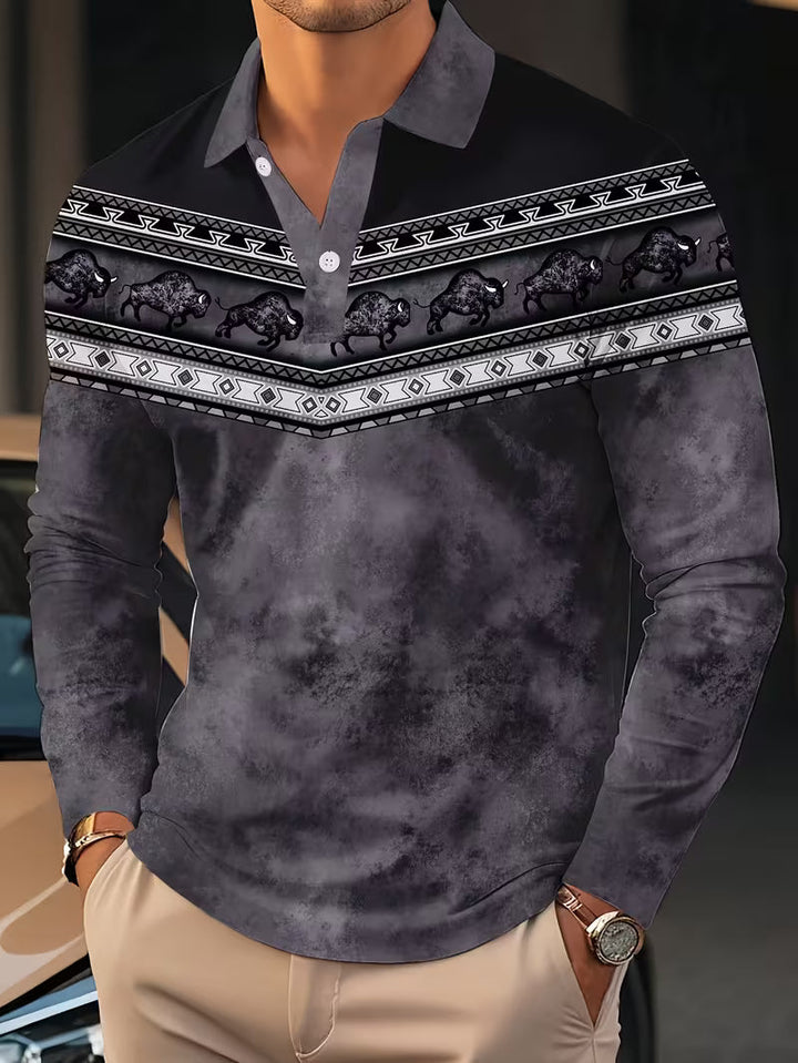 Tamas - Uformell Vintage Farget 3D Printet Poloskjorte