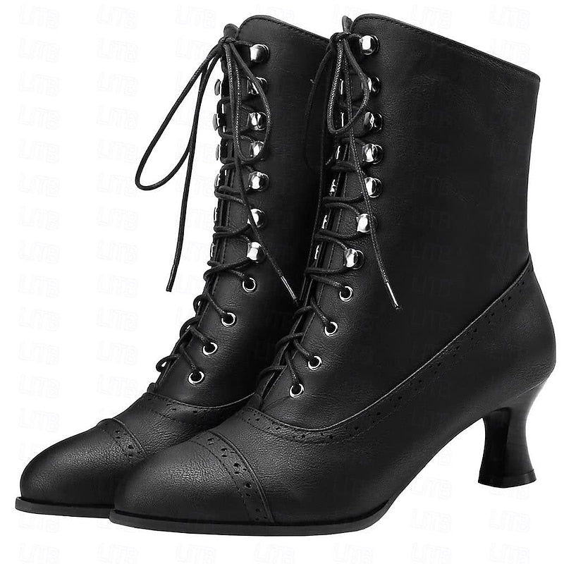 Shlomit - Klassisk Støvel Med Tykk Hæl Og Halvhøy Skaft