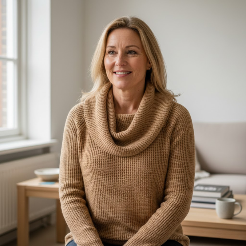 Danela – Elegant Genser Med Vannfallhals