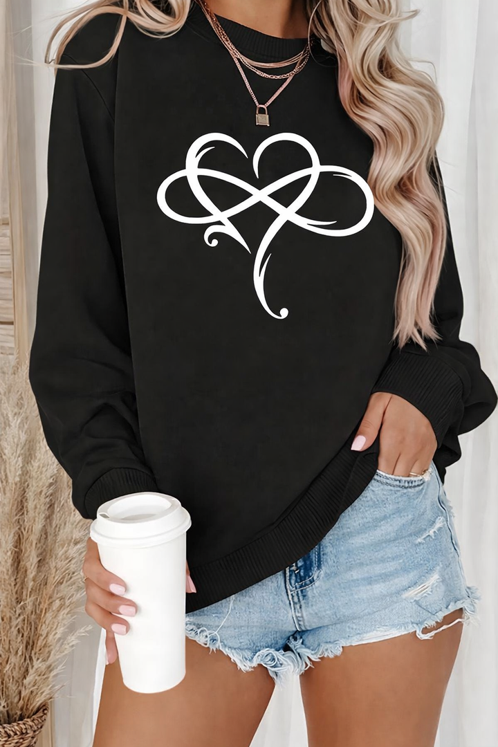 Ahuva - Stilig Langermet Fleece Genser Med Hjerte Utforming