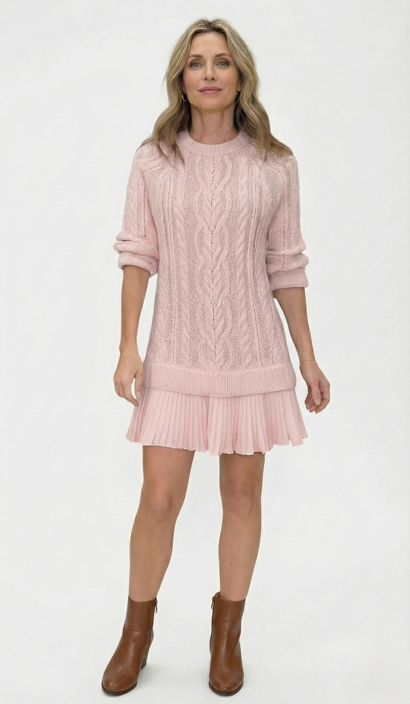 Dilin - Strikke Kjole Med kabelmønster