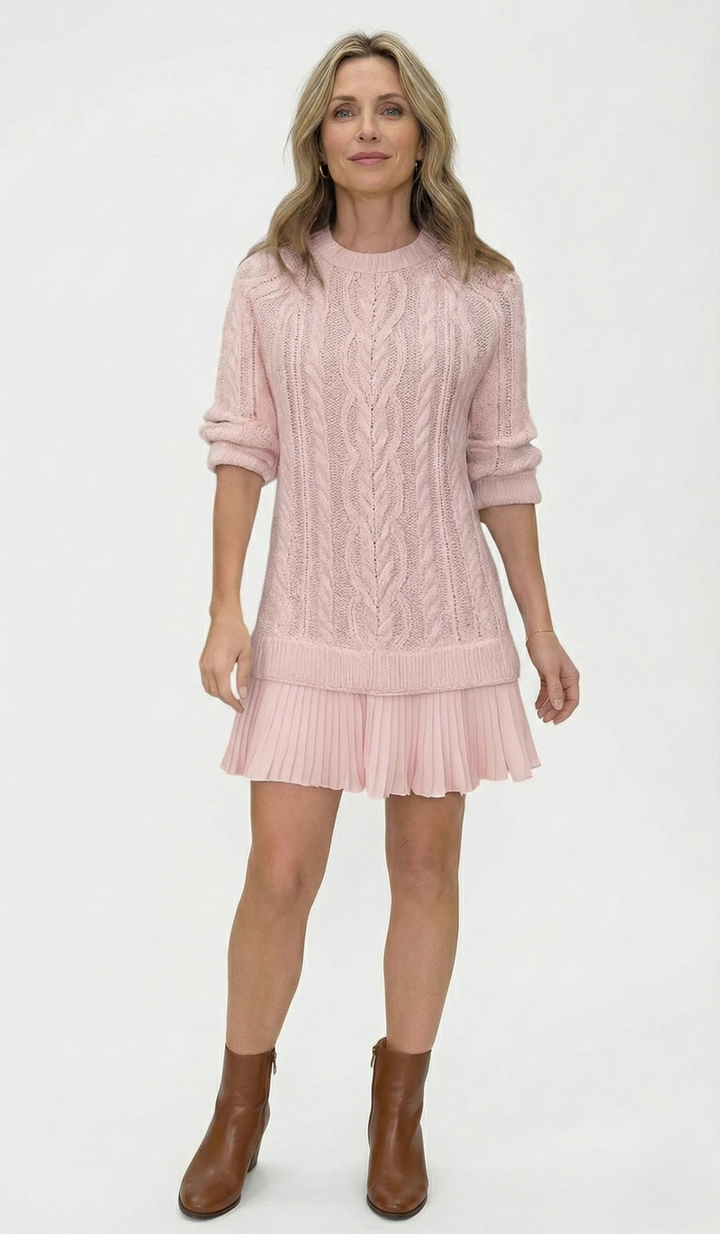 Dilin - Strikke Kjole Med kabelmønster