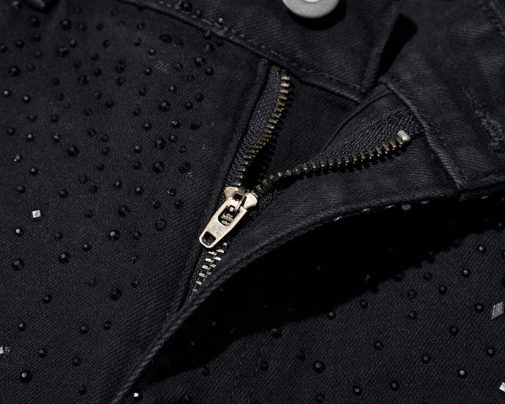 Jake - Rhinestone Høye Midje Slanke Jeans