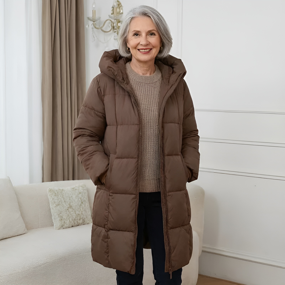 Eponina – Lang Polstret Jakke Med Hette