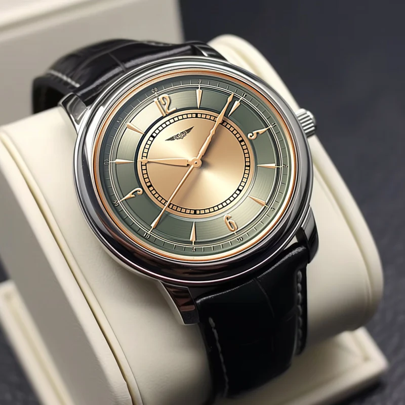 AurexTime – Klassisk Tofarget Gullskive Med Lærrem