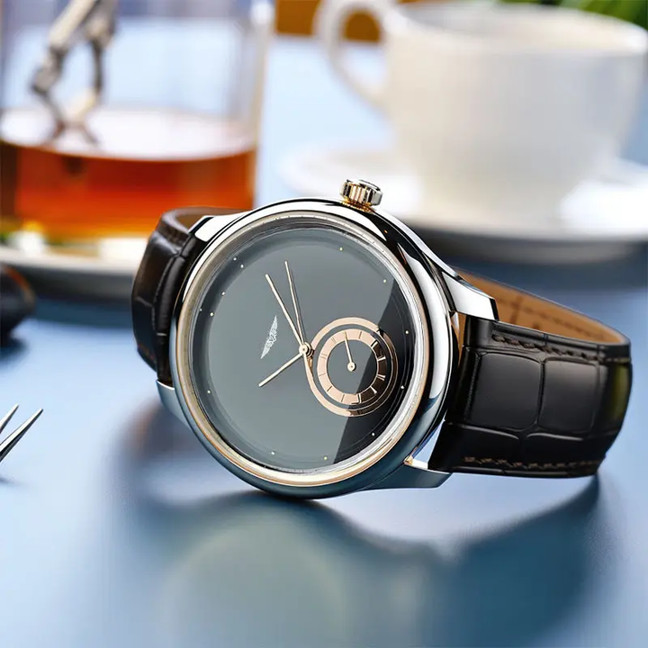 AurexTime – Klassisk Tofarget Gullskive Med Lærrem