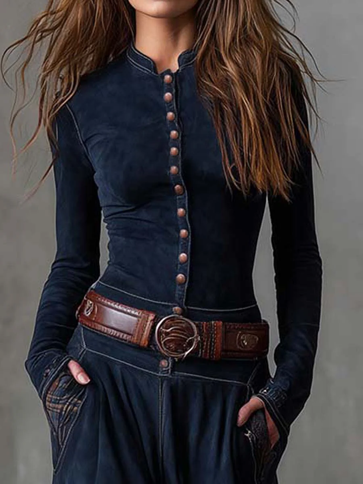 Eleza - Rutete Suede Maxi-Kjole Med Belte