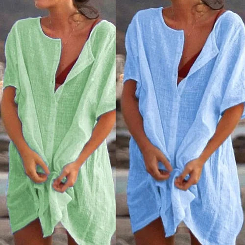 Anjini – Løs strandkjole Med Korte Ermer