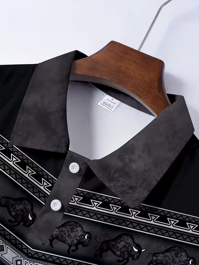 Tamas - Uformell Vintage Farget 3D Printet Poloskjorte