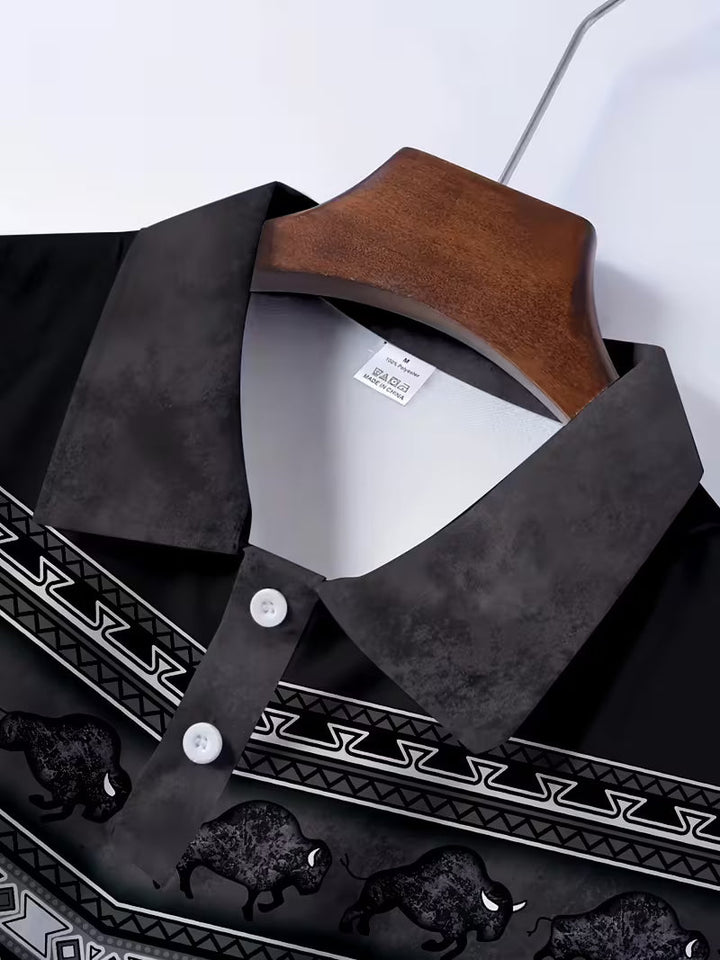 Tamas - Uformell Vintage Farget 3D Printet Poloskjorte