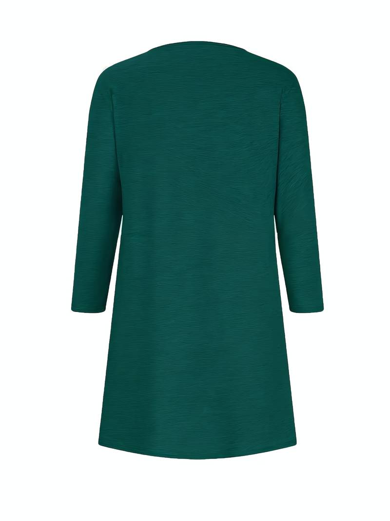 Alinor - Uformell Rutete Patchwork Kjole Med Lange Ermer