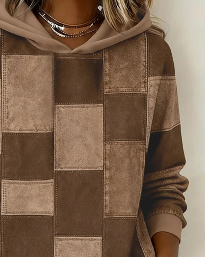 Yaralyn – Stilig Langermet Hettegenser med Rutemønster