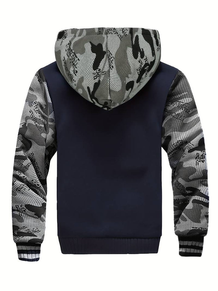 Oziel - Varm Fleece Jakke Med Hette og Glidelås