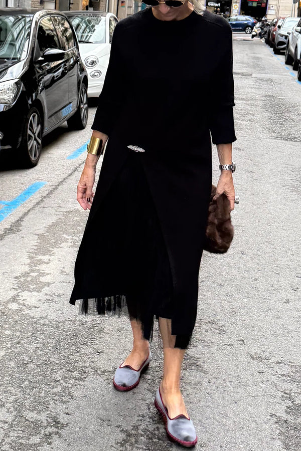 Oona – Tullekjole Med Drapering Og Lang Strikkegenser