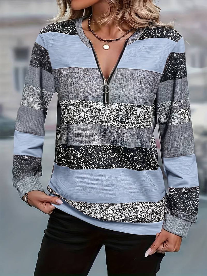 Avital - Uformell Stripete Genser Med Glidelås