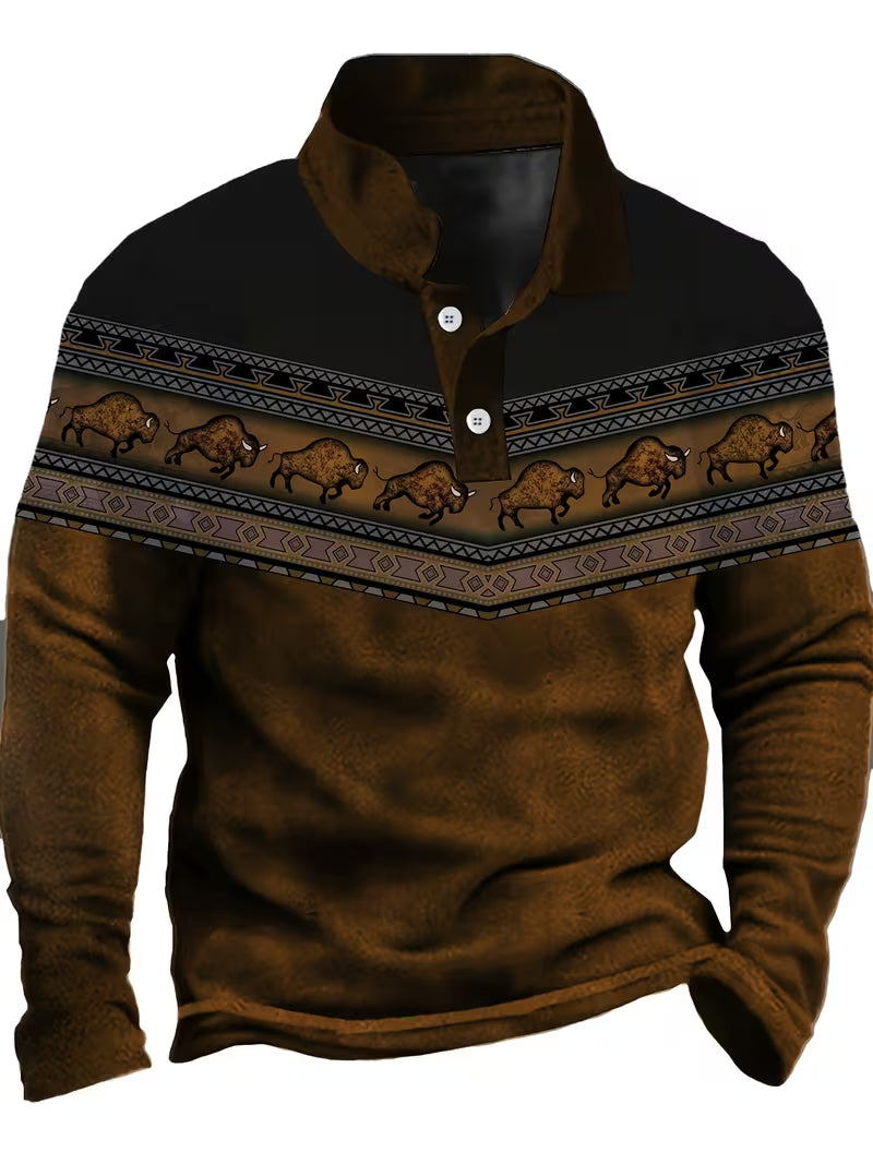 Tamas - Uformell Vintage Farget 3D Printet Poloskjorte