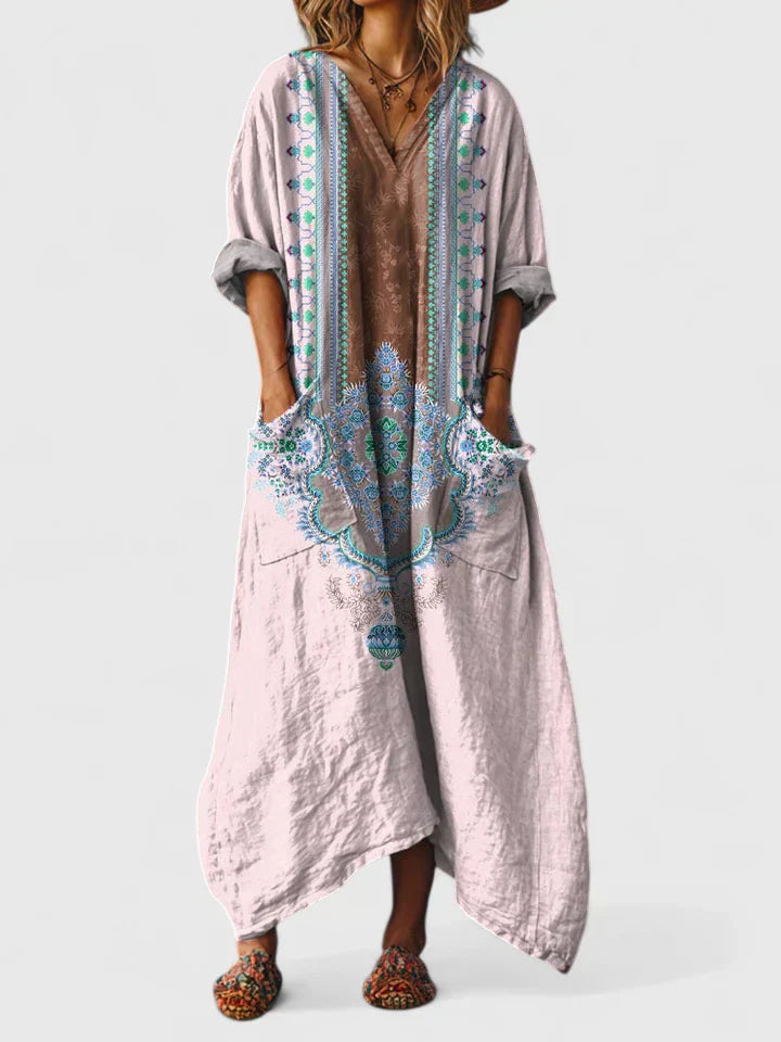 Ketzia – Elegant Lang Kjole Med Lommer