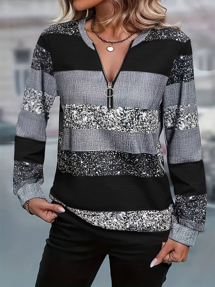 Avital - Uformell Stripete Genser Med Glidelås